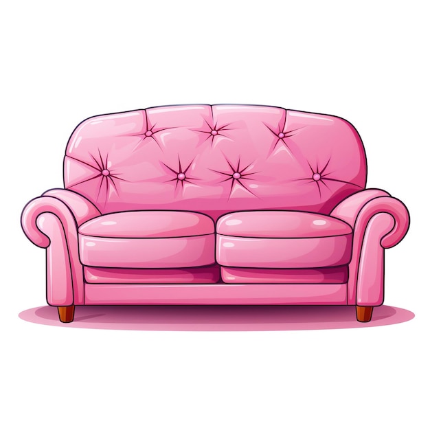 Vektor rosa farbe sofa cartoon vektor weißer hintergrund isoliert