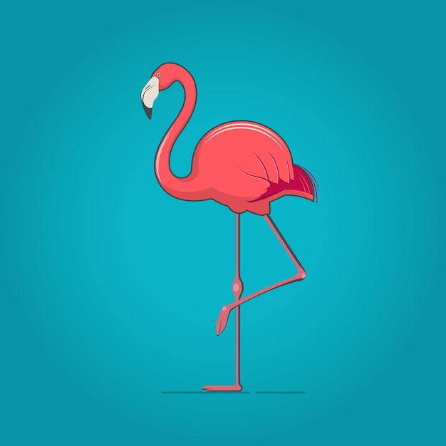 Vektor rosa flamingo auf blauem hintergrund vektor-illustration