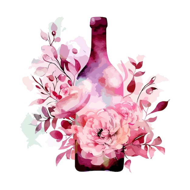 Rosa flaschenblumen clipart aquarell