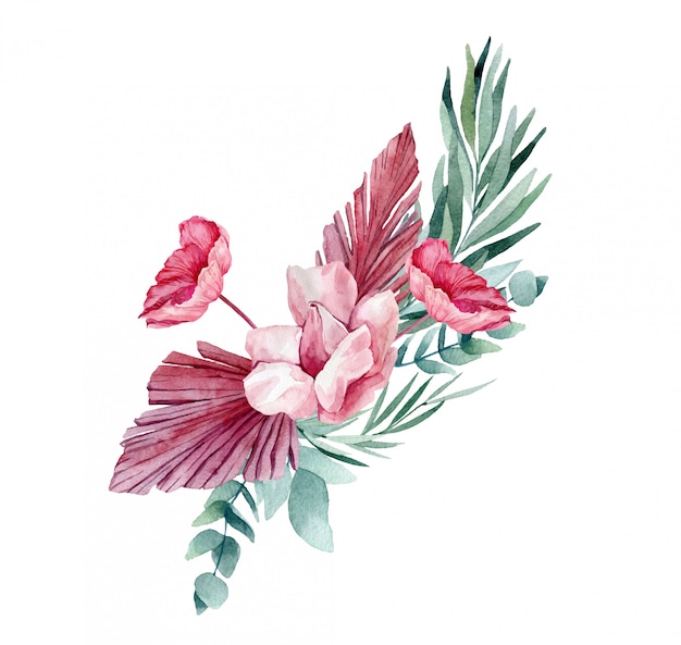 rosa Frühlingsblumen, Illustration.