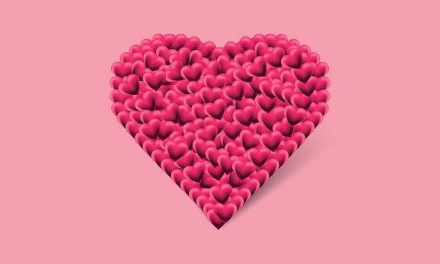 Vektor rosa herz 3d nach innen mit herzen valentinstag und liebe