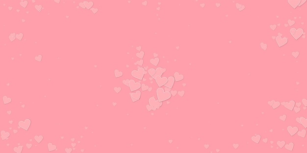 Rosa Herz Liebe Konfettis. Valentinstag Explosion überraschender Hintergrund. Fallende genähte Papierherzen Konfetti auf rosa Hintergrund. Empfindliche Vektorillustration.