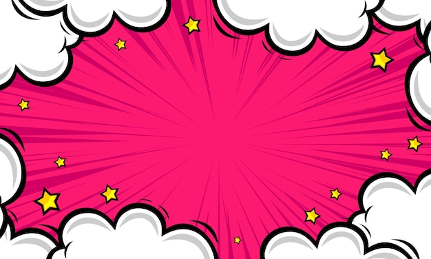 Rosa komischer Hintergrund mit Wolke und Stern
