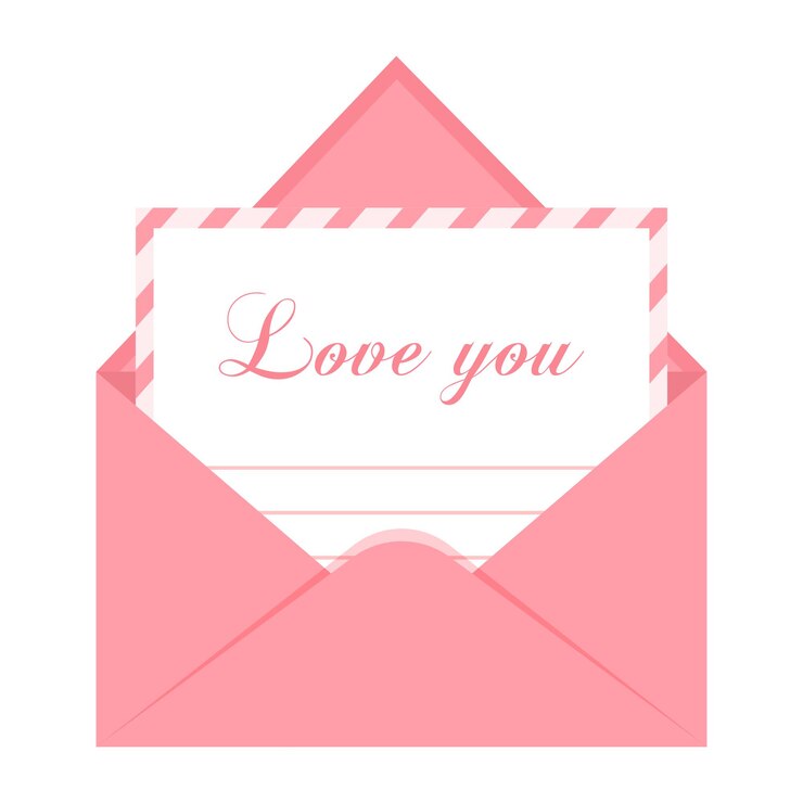 Vektor rosa liebesumschlag mit einer buchstabenvektorillustration