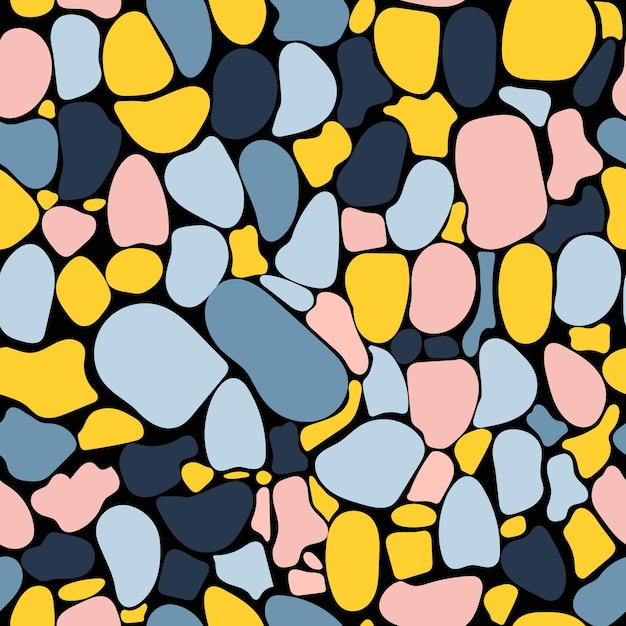 rosa, marineblauer, lachsfarbener, beige, gelber, farbenfroher, steinfarbener Platte mit nahtlosem Muster