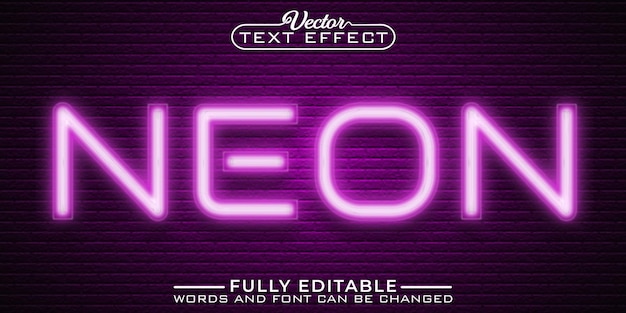Rosa Neon Vektor bearbeitbare Texteffektvorlage