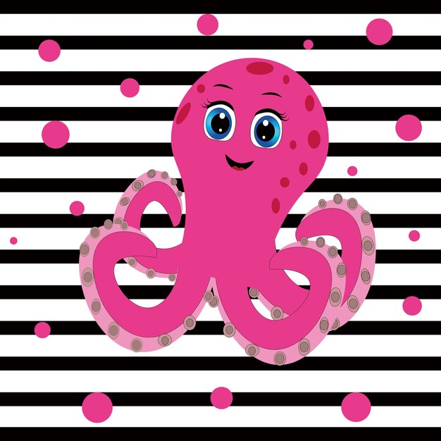 Vektor rosa oktopus zeichentrickfigur schöne oktopus illustration meeresleben vektor