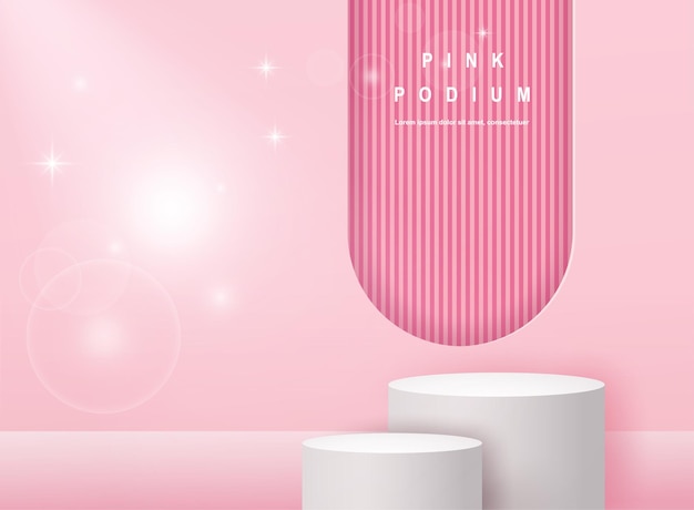 Rosa Podium oder Standhintergrundplattform für Produktpräsentation, Branding, Verpackung und Werbung