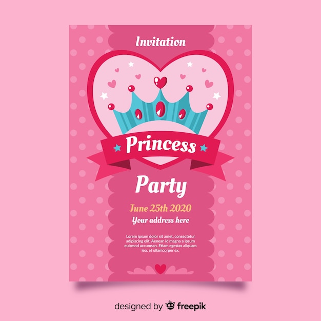 Rosa prinzessin party einladungsvorlage