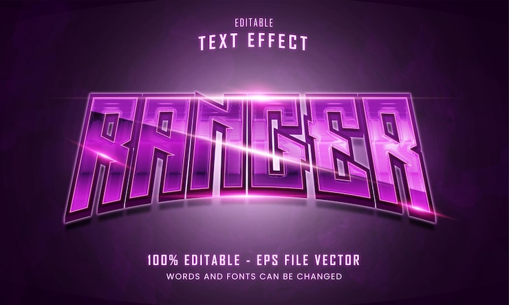 Vektor rosa ranger held neontextstil editierbarer texteffekt premium vektor