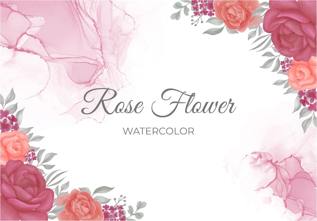 Vektor rosa rose blume aquarell rahmen grenze dekoration