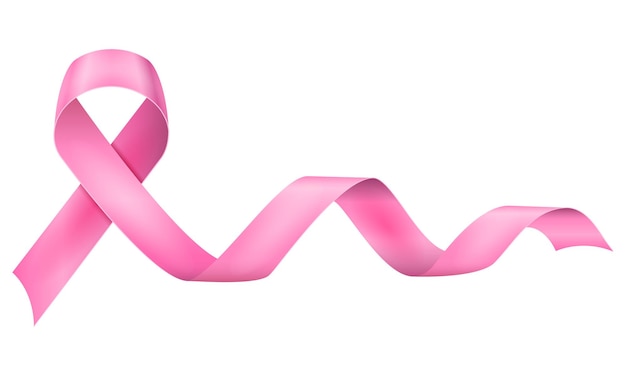 Vektor rosa seidenglänzendes band zur unterstützung der vektorillustration der brustkrebserkrankung