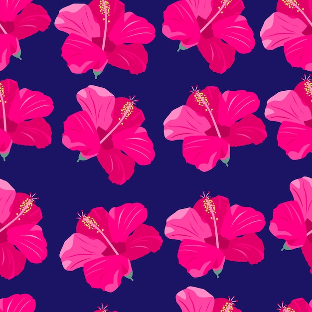 Vektor rosa tropische blumen nahtlose muster exotische paradiesblumen helle lagervektorillustration