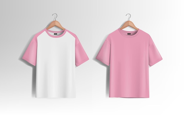 Rosa unisex-leere T-Shirt stilvolles Muster Seiten natürliche Form für Design Mockup-Druck isoliert