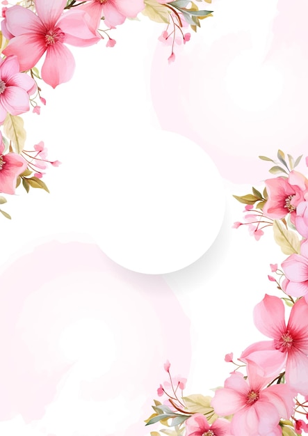 Rosa Vektorrahmen mit Laubmuster Hintergrund mit Flora und Blumen