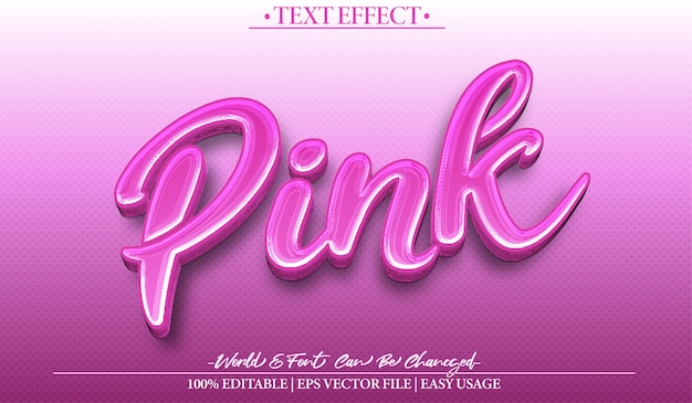Rosa Vektortext-Effekt Bearbeitbares Alphabet Farbfarbe Cute Softt