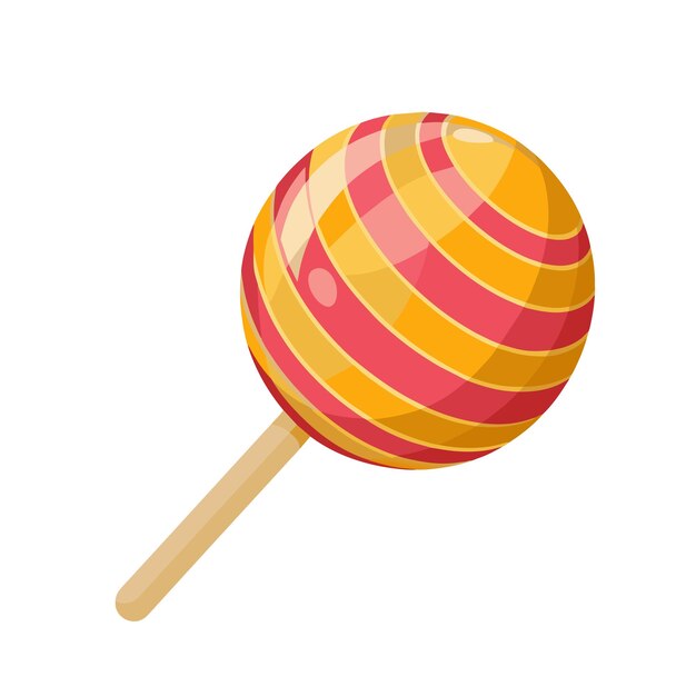 Vektor rosa, weiße und gelbe spiral-lolly, erdbeeren-rund-lolly-symbol auf weißem hintergrund