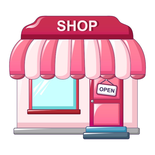 Rosafarbenes Straßenladen-Symbol Cartoon eines rosafarbenen Straßenladen-Vektorsymbols für Webdesign isoliert auf weißem Hintergrund
