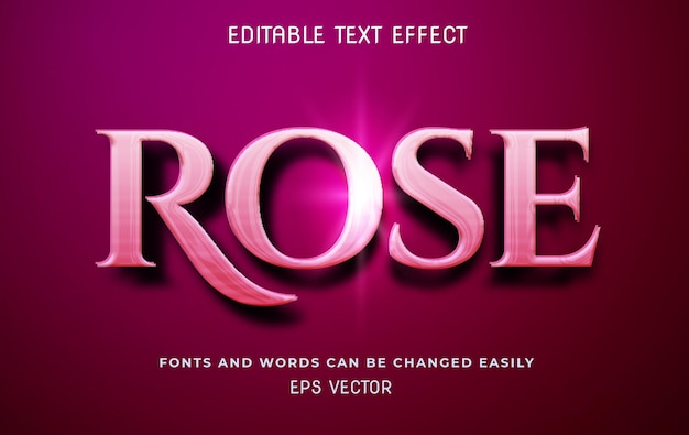 Vektor rose 3d bearbeitbarer textstileffekt