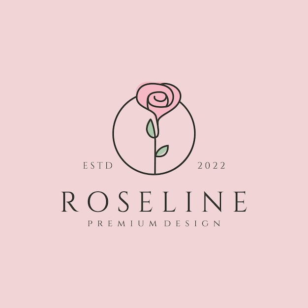 Rose durchgehende Linie Kunst Logo Vektor Symbol Illustration Design