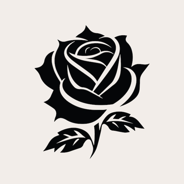 Vektor rose einfarbiges vektor-logo-emblem oder symbol für firmenbranding tattoo-kunststil