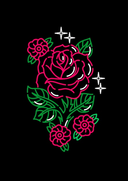 Rose Monoline Design Tattoo