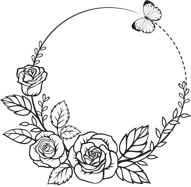 Rose Schmetterling Kranz Silhouette Vektorgrafiken