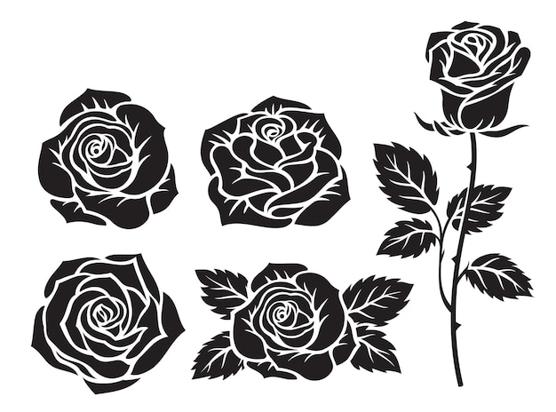 Rose-Silhouette-Vektor-Illustrationen