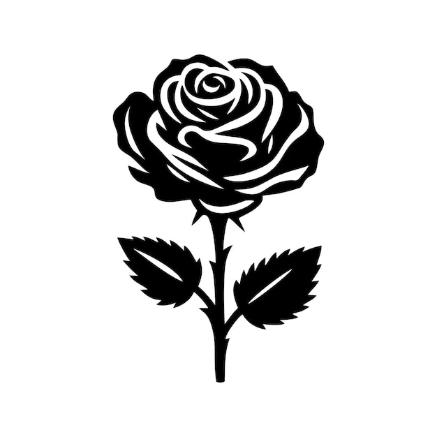 Rose-Symbol Dekorative Blütensilhouette isoliert auf weißem Hintergrund Blütenvektor-Illustration