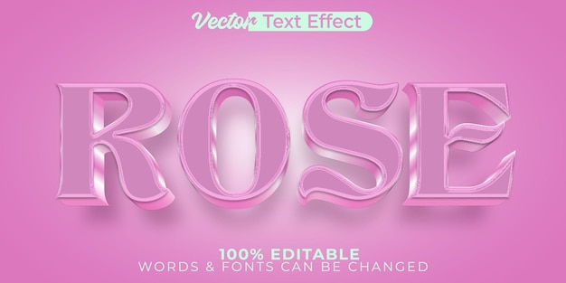 Rose Vector Text-Effekt Bearbeitbares Alphabet Pink Schöne Valentine Elegante Liebe