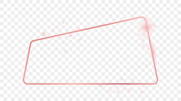 Vektor roségoldener, leuchtender, abgerundeter, trapezförmiger rahmen