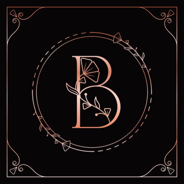 Vektor roségoldenes b-buchstaben-blumen-elegantes logo