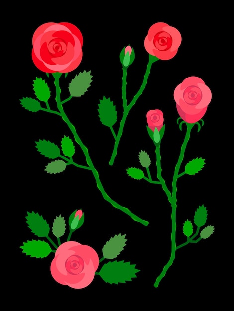 Vektor rosen-blumen-arrangement im geometrischen stil