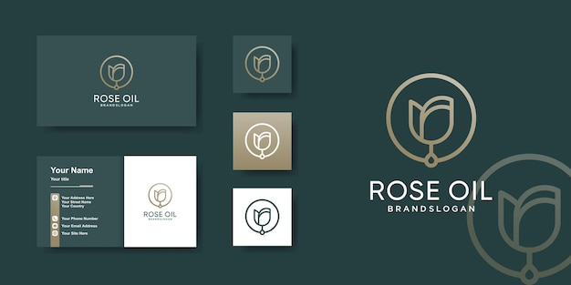 Rosenöl-logo-vorlage mit einzigartigem konzept premium-vektor