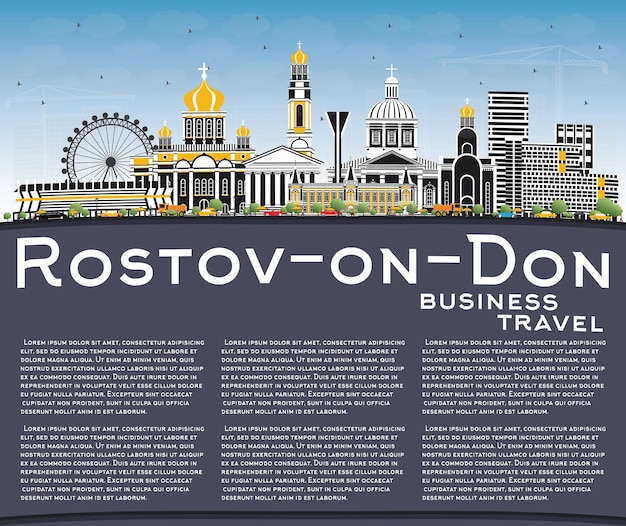 RostovonDon Russland City Skyline mit Farbe Gebäude blauer Himmel und Textfreiraum Vektor
