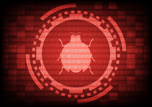 Vektor rot des rings und der zahnräder mit der malwarebug ein computervirus