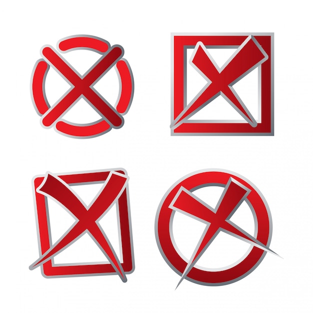 Rot farbig abgelehntes kontrollkästchen-icon-set