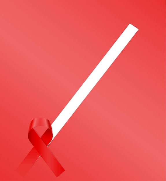Rot glänzendes seidenband zur unterstützung der vektorillustration der aids-krankheit