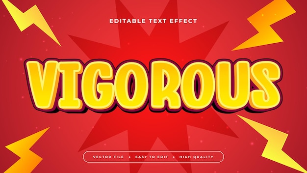 Rot-orange und gelb energische 3D-Editierbare Text-Effekt-Schriftart