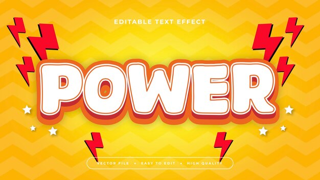 Rot-Weiß-Gelb-Power 3D-Editierbare Text-Effekt-Schriftart