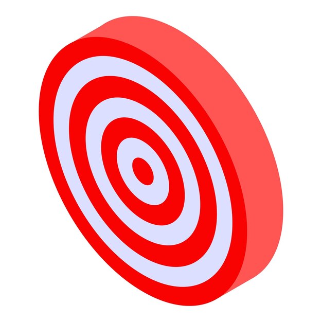 Rot-weißes Zielsymbol Isometrisches rot-weißes Zielvektorsymbol für Webdesign isoliert auf weißem Hintergrund