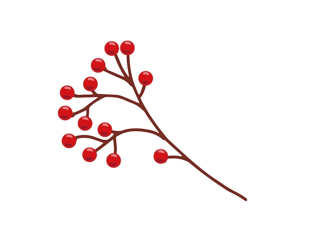 Rotbeeren Zweig-Vektor-Clipart im flachen Stil Isoliert auf weißem Hintergrund