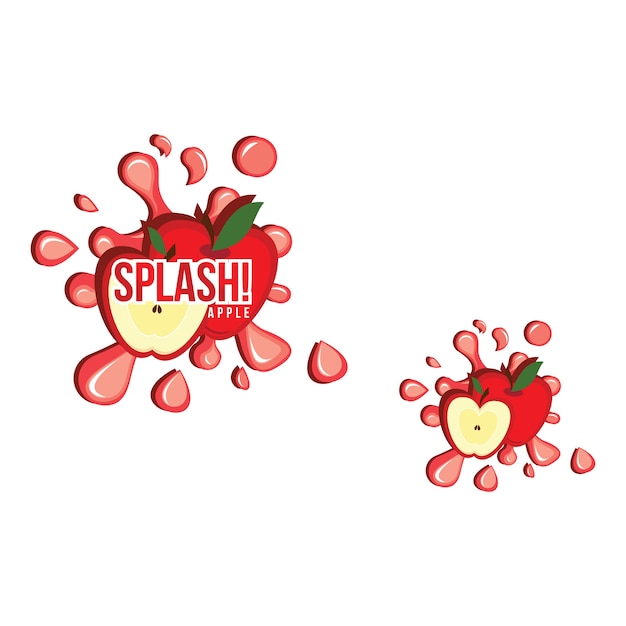 Rote apfel-frucht-frische spritzen-saft-getränk-illustration