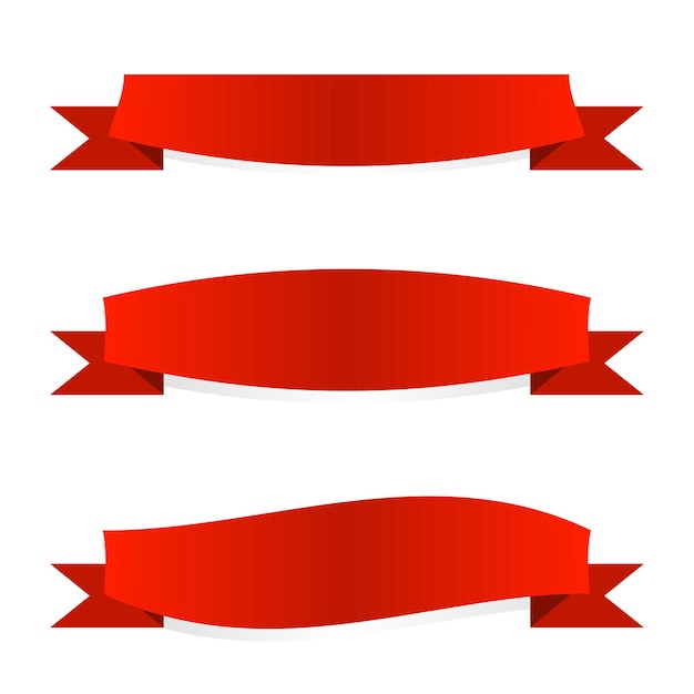 rote Bänder 3 Set-Design-Vektor-Illustration