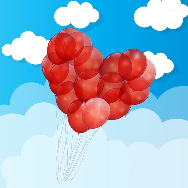 Vektor rote ballon-herz-illustration background.eps10