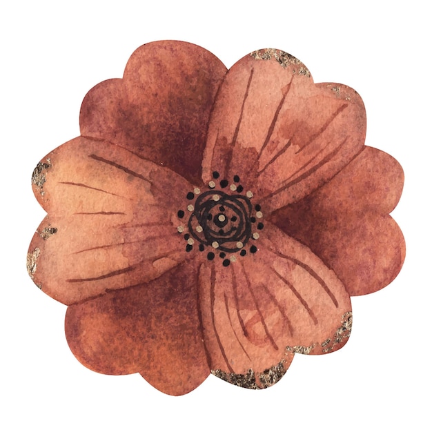 Rote Blume Aquarell-Illustration