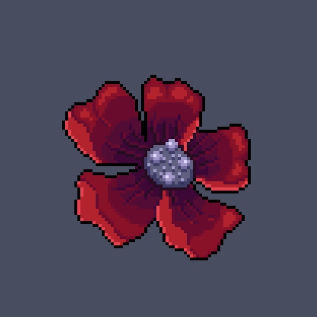 Vektor rote blume im pixel-art-stil