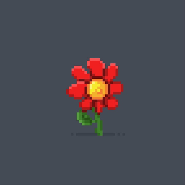 rote Blume im Pixelstil