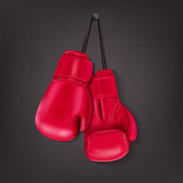 Rote Boxhandschuhe realistische Zusammensetzung