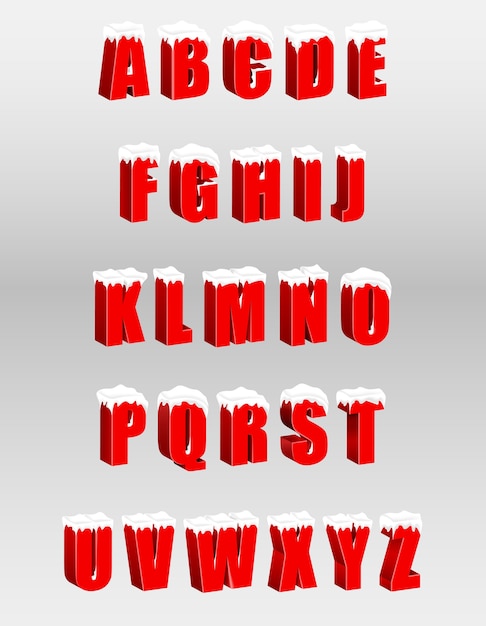 Rote buchstaben 3d des alphabets